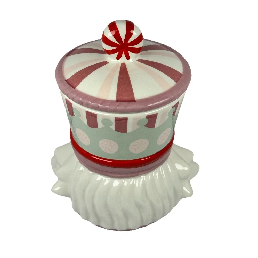 Nutcracker Peppermint Storage Jar Ceramic Candy Kitchen Holiday Decor